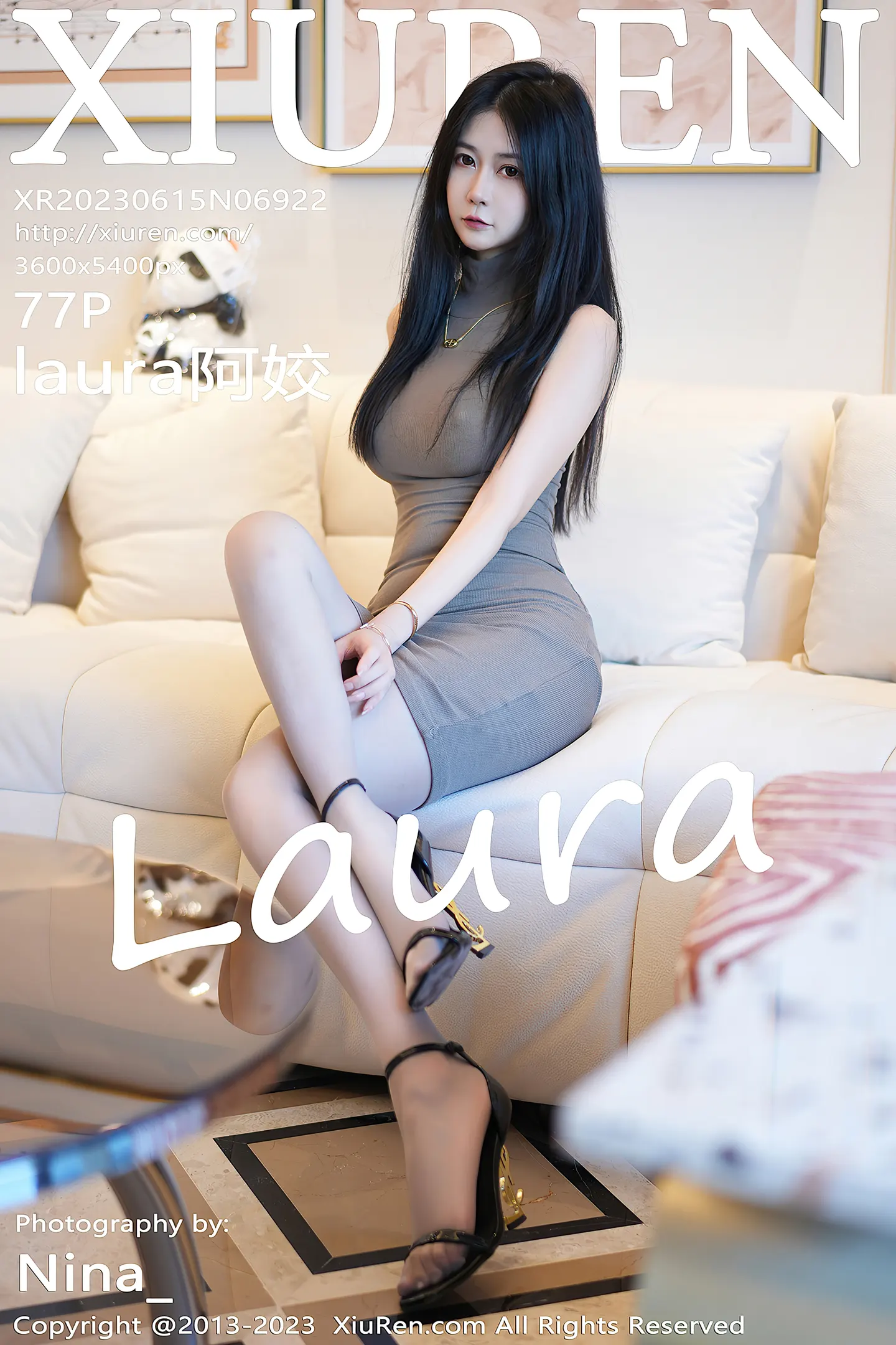 [XiuRen秀人网]No.6922_模特laura阿姣性感灰色连衣短裙配超薄灰丝秀曼妙身姿诱惑写真77P-秀人网 - XiuRen.Space